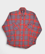 Vintage Dickies Shirt Mens M Red Plaid Heavyweight Cotton Flannel Button Up