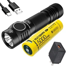 NITECORE E4K 4400 Lumen Flashlight + 5000mAh Battery with LumenTac QC3 Adapter