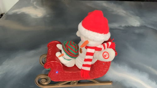Hallmark Jingle Pals 2016 Twinkling Sleigh Ride Snowman Lights Music Motion - Video 1 of 1