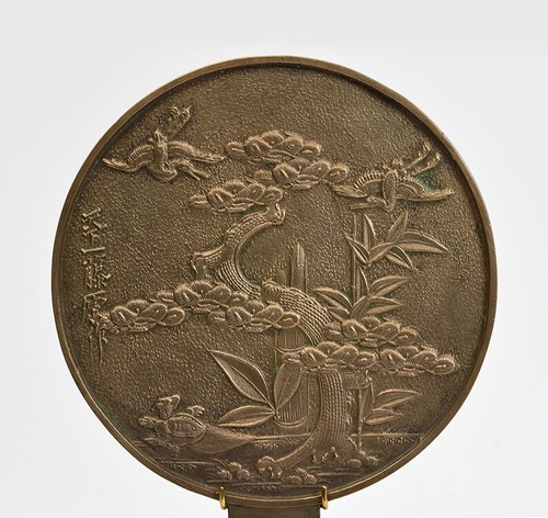 Early 20th Century, Showa, Japanese Bronze Mirror with Stand - Picture 2 of 14