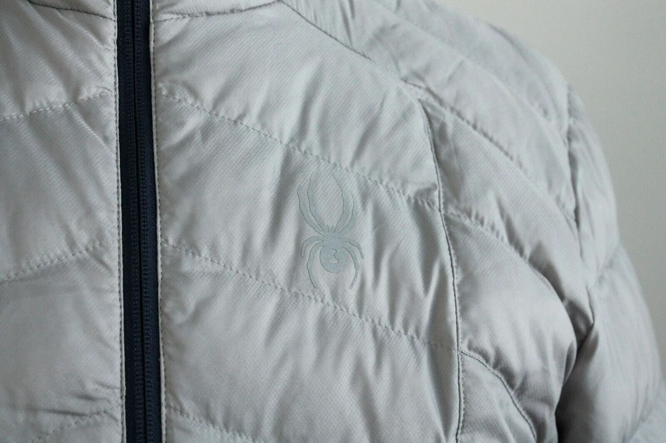 Chaqueta de invierno Spyder Puffer para hombre talla mediana gris azul Foto 3 de 4