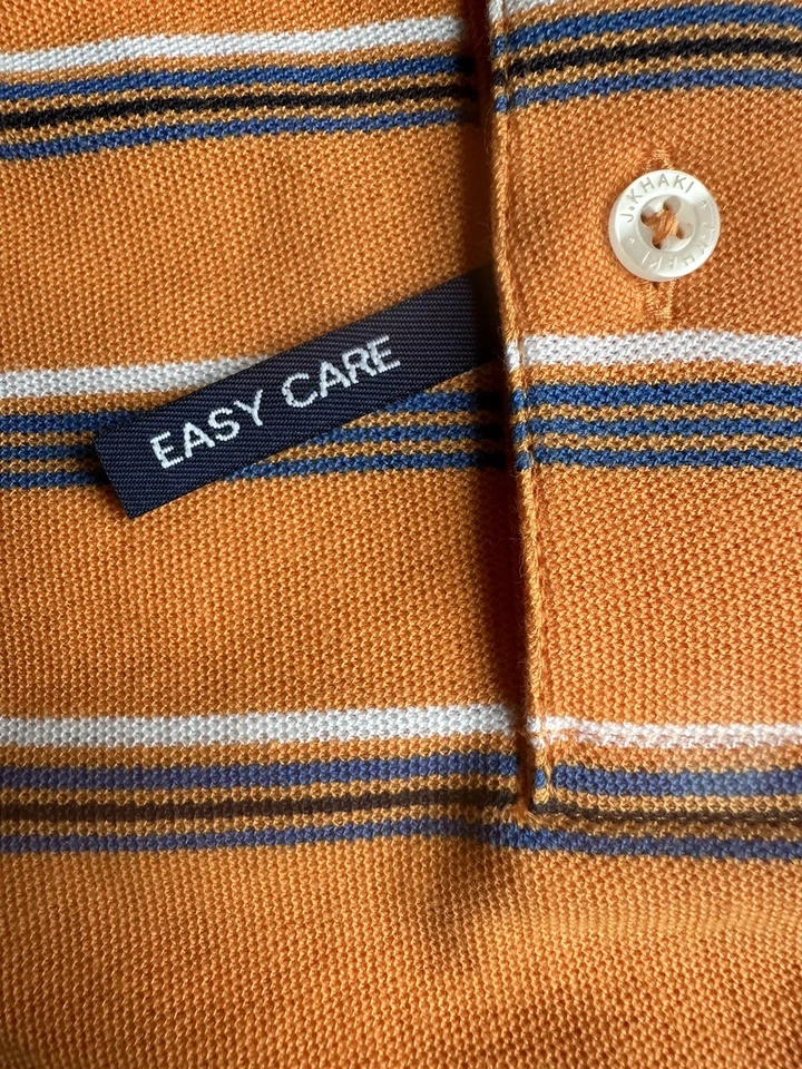 NWT J Khaki Boys Orange Stripe Cotton Blend  Polo Shirt Size Medium - Image 4 of 4