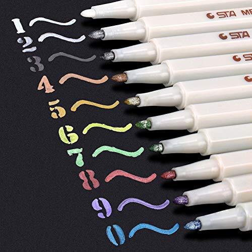 WONSAR Rotuladores Metálicos Conjunto de 10 Colores Marcador Metálico para Vaso