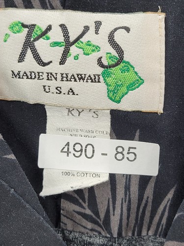 KY's Hawaiian Shirt Mens XL Black Floral Tropical Short Sleeve Camp Resort - Picture 8 of 9