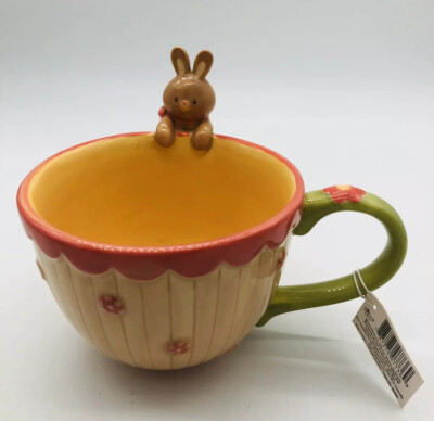 Russ Berrie Springtime Gatherings Bunny Cup Spring Easter Floral New In Box