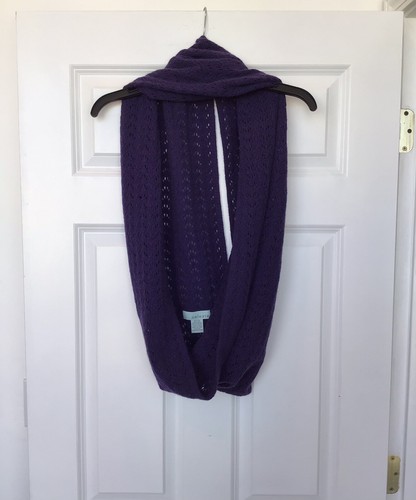 Celeste Deep Purple Circle Infinity Lace Knit Wool Cashmere Women’s Neck Scarf - Picture 8 of 8