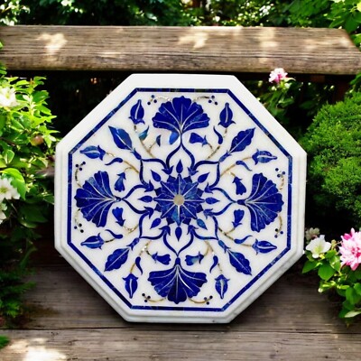 15'' Octagon White Marble Coffee & End Table Top Luxury Hallway Decors Furniture