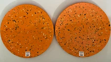 NEW ZAK 11" ORANGE CONFETTI MELAMINE DINNER PLATES SET OF 2 FREE SHIP