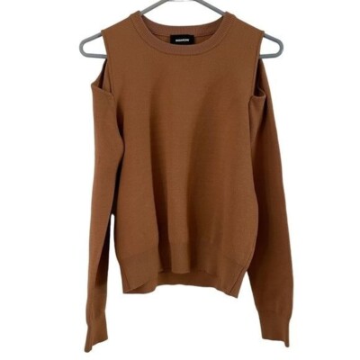 Monrow Supersoft Sweater Knit Cut Out Sweatshirt, Doe, Size XS