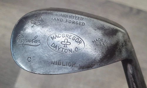 Antique Vintage Macgregor Popular C Hickory Wood Shaft Golf Club Niblick