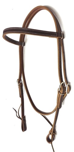 Browband Headstall Stitched 5/8" Brown Latigo Leather by Weaver New F - Picture 2 of 3