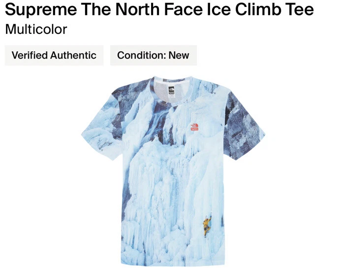 T shirt Supreme TNF Ice Climb !!Taille Petite !!! Neuf avec étiquettes ! 100 % authentique super rare !!SS21