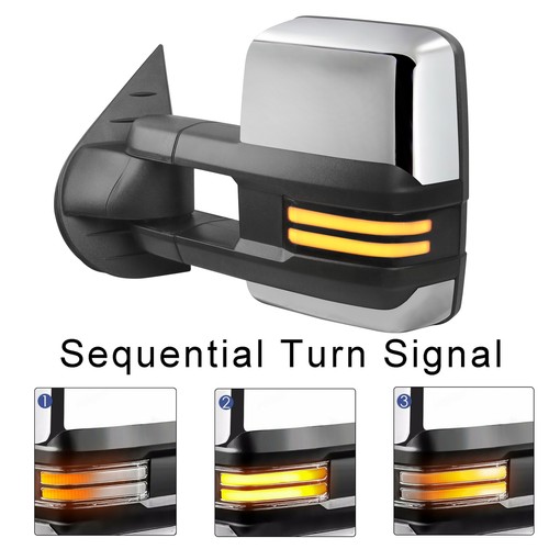 Chrome Power Heated Tow Mirrors for 2000-2002 GMC Yukon Chevrolet Suburban New - Picture 3 of 15