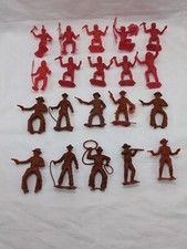 Lot Of 20 Vintage 1960s Red Brown Cowboys Vs Indian Plastic Toy Figures 2"