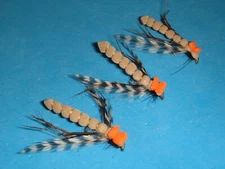 FLY FISHING FLIES - Extended Body Tan FOAM CRANE FLY size #10 (6 pcs.)