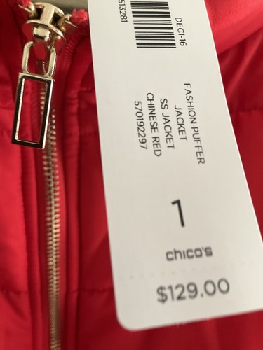 Chicos NWT Red Short Sleeve Cropped Puffer Jacket Size 1 - Picture 5 of 22