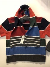The Children's Place Boy's Sweater  Scarf Stripes Red Orange Blue Green M 7 8