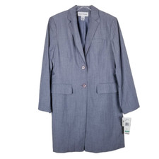 Rena Rowan Wool Blend Blazer Jacket Womens 12 Gray Lined Long Promenade NWT 90s