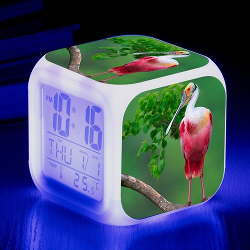 Colorful LED Alarm Clock Crane Glowing Electronic Digital Desk Table