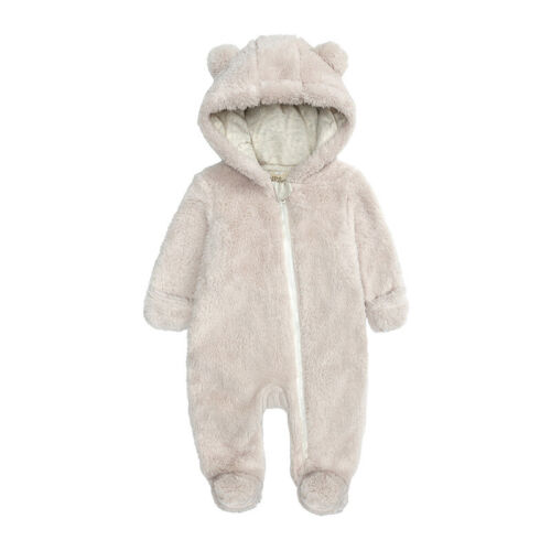 Infant Baby Girl Boy Solid Cartoon Ear Hoodie Romper Clothes Zip Fleece Jumpsuit - Bild 5 von 15