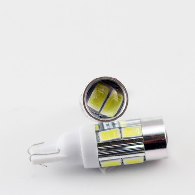10-Pack T10 194 LED Bulbs - 6 SMD Ceramic For Car Dome, Map, License Plate Lights (White)