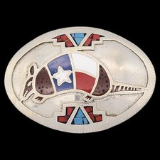 Texas Flag Armadillo Vintage Belt Buckle