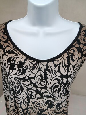 Lavish Plus Dress Tank Style Top Size 3X Detailed Bow Back Brown Black Textured 