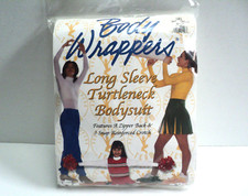 Body Wrappers Long Sleeve Turtleneck Bodysuit Child Size 8-10 White 101 NEW