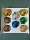 6 Holly vintage glass ornaments, gold, silver, blue, green — photo 2