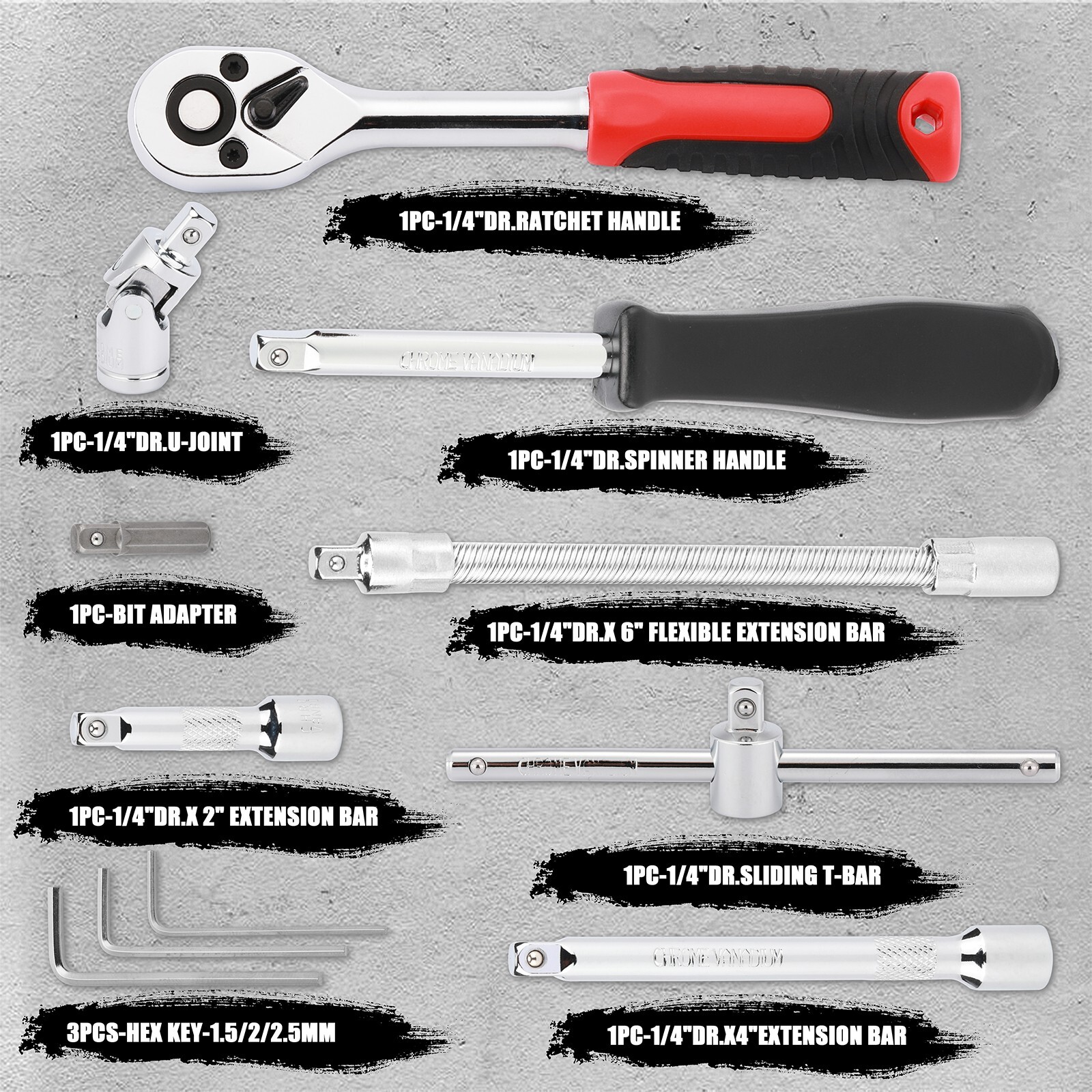 53-Pcs Mechanics Tool Set Kit Socket Ratchet Wrench Set Car Repair Tool w/Case ~