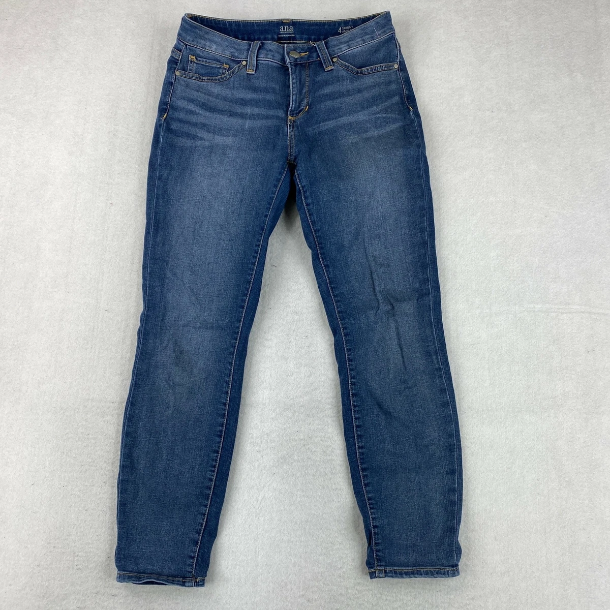 a.n.a Skinny Ankle Denim Jeans Women s 4 Blue 5 Pocket Mid Rise Cotton Blend