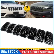 7PCS Front Hood Grille Insert For - 2019 2022 Jeep Cherokee Trims Honeycomb Mesh