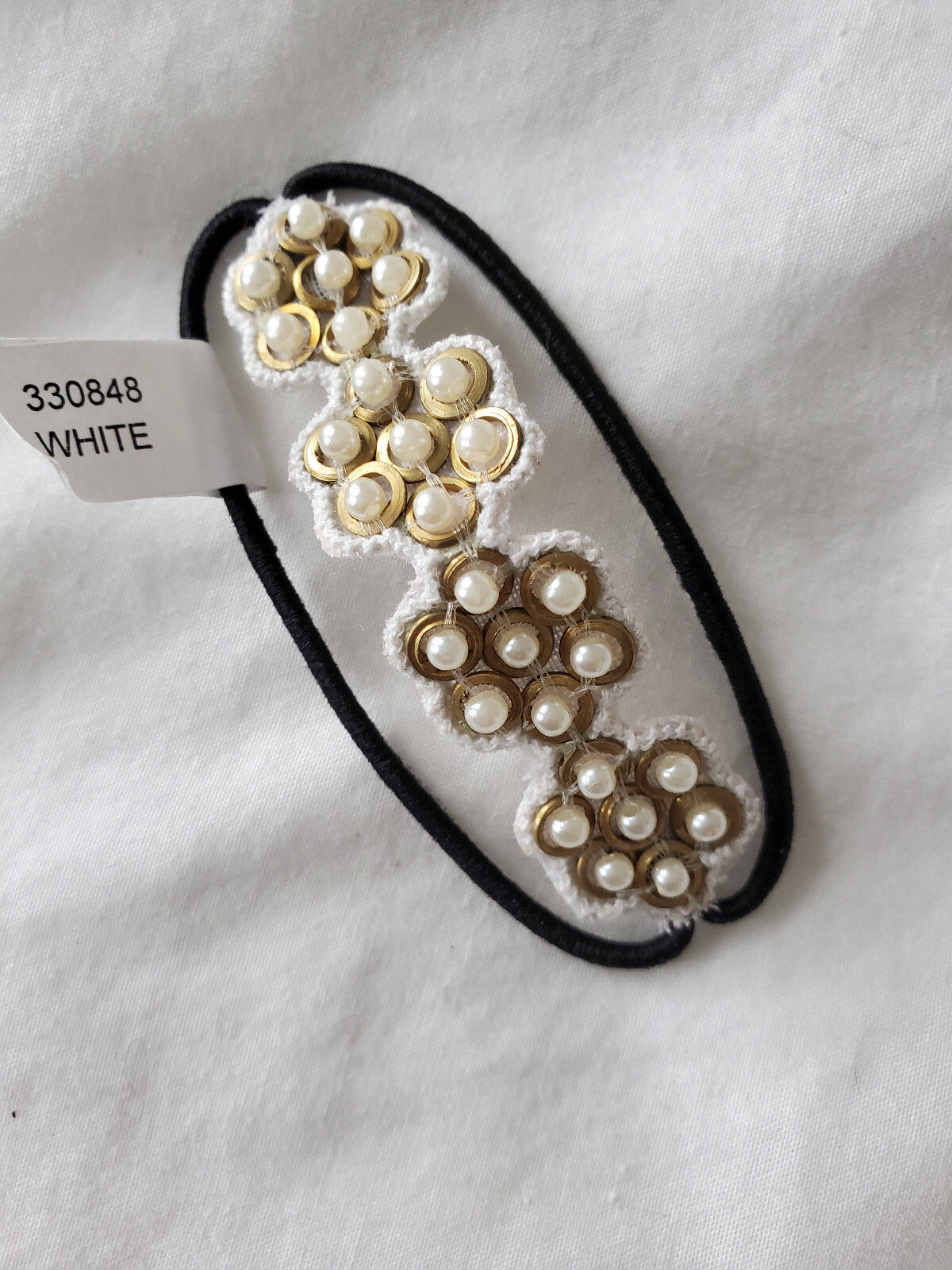 Beige White Imitation Pearl Ponytail Holder for Stylish Hair Accessories