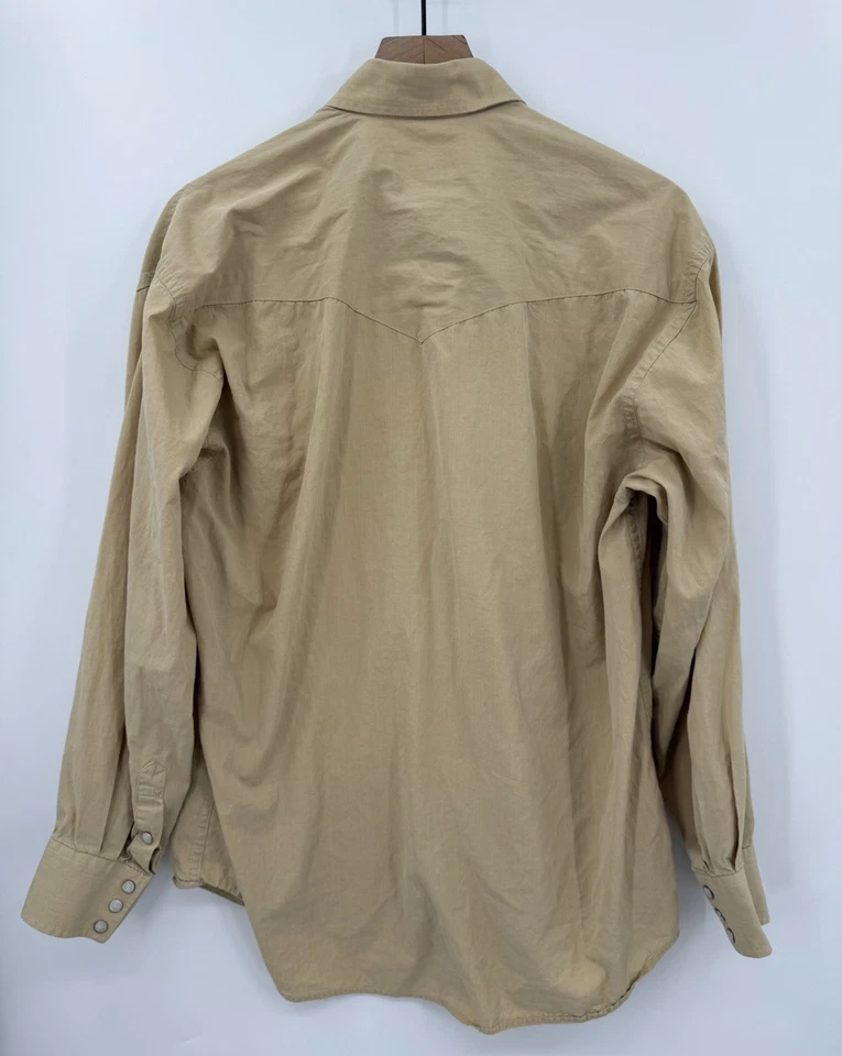 Camisa Stetson Para Hombre Grande Beige Perla A Presión Vaquero Occidental 100% Algodón Foto 4 de 4