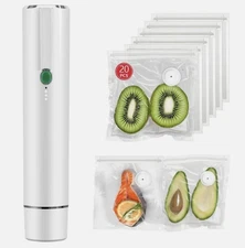 Cordless Handheld Vacuum Sealer for Food Storage with 10 Reusable Bags–Portable