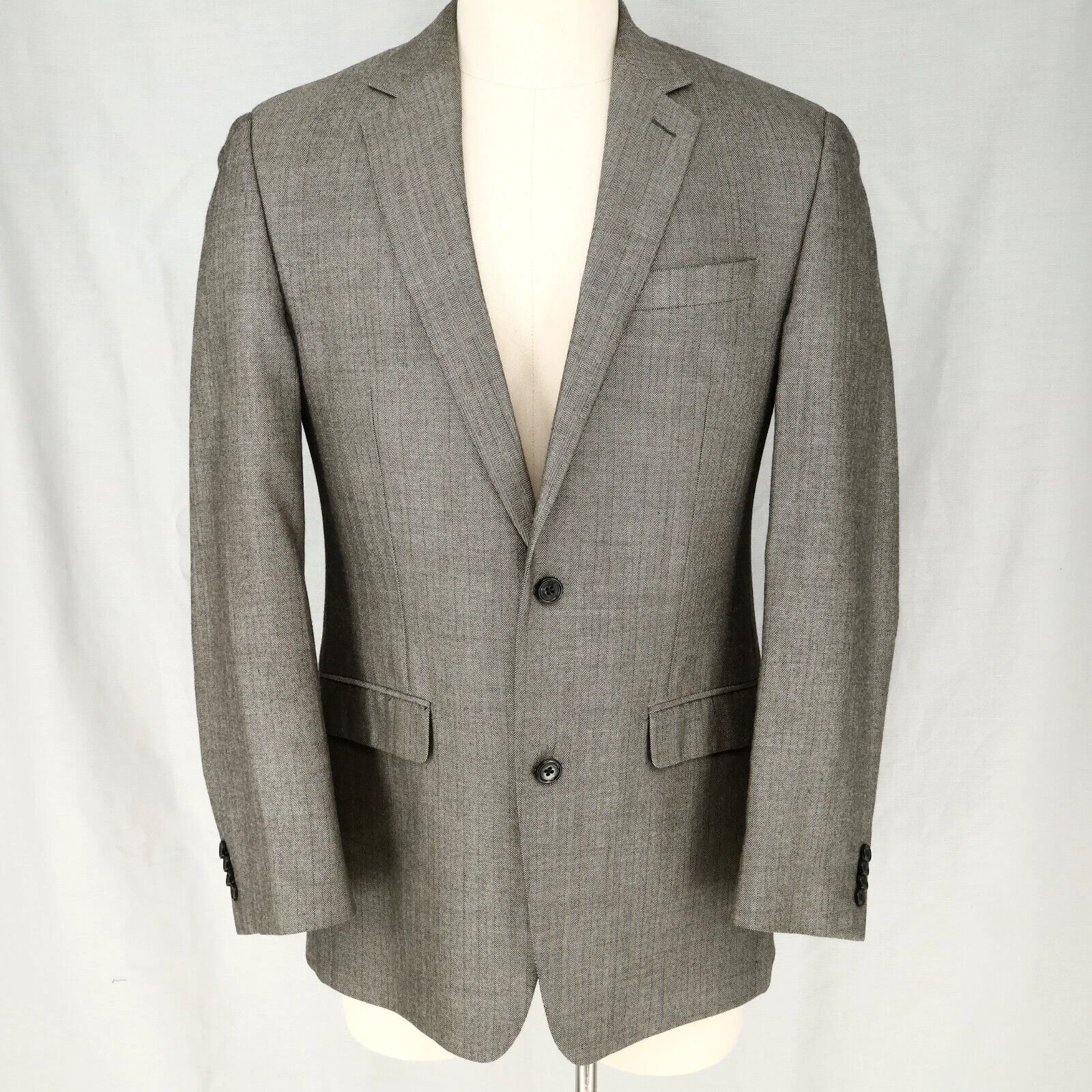 Cappotto sportivo Michael Kors uomo 40L grigio seta lana spina di pesce giacca blazer