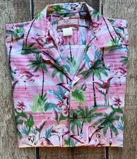 VINTAGE RJC HAWAIIAN SHIRT CAMP GREEN PINK MADE IN USA MENS MEDIUM EXCELLENT
