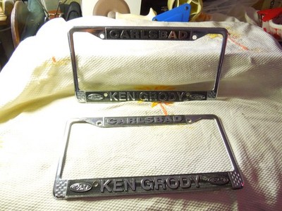 Carlsbad California Ken Grody Metal Ford Vintage Dealer License Plate Frames