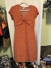 MERONA Orange Print Wrap Dress Short Sleeve | M