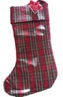 Lenox set 2 HOLIDAY DAZZLE TARTAN CHRISTMAS STOCKING Plaid Metallic Shimmer NEW
