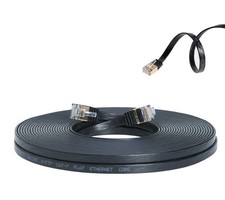 CAT7 15FT Slim Flat SFTP Ethernet Patch Cable 10Gbps LAN Network Cord Black US