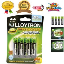 Pack of 4 AA Rechargeable Batteries - 1300mAh with Up to 1000 Charges 2.50 per battery