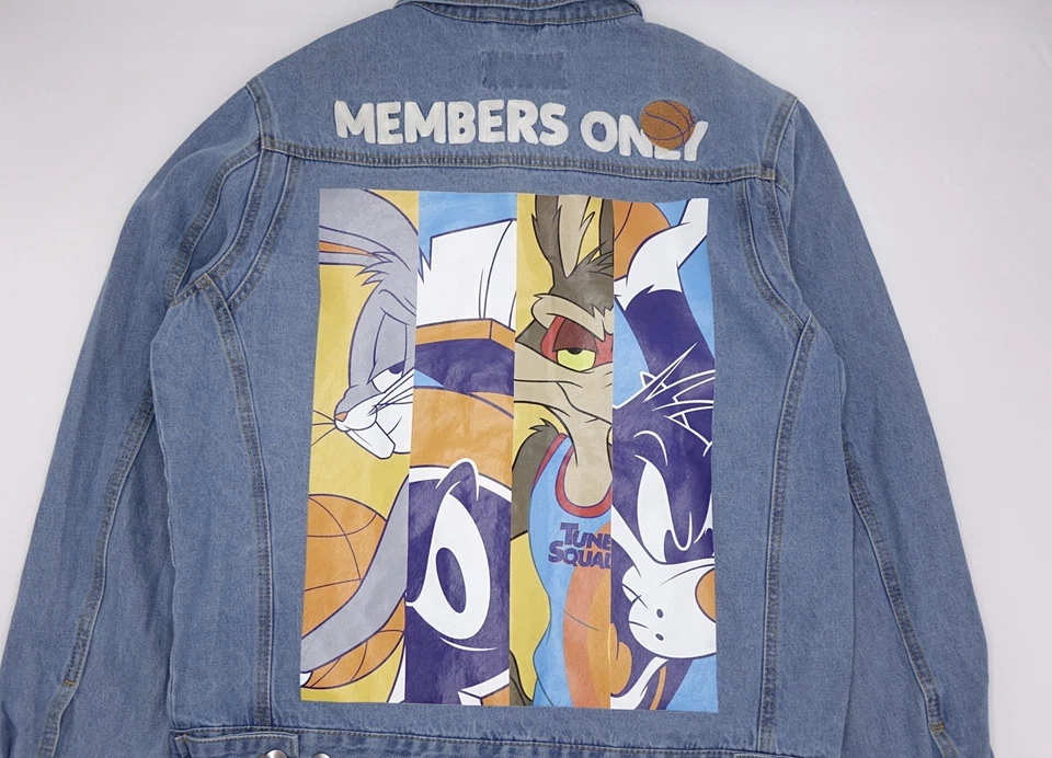 Size L - Members Only Looney Tunes Space Jam Denim Jacket - Image 4 of 4