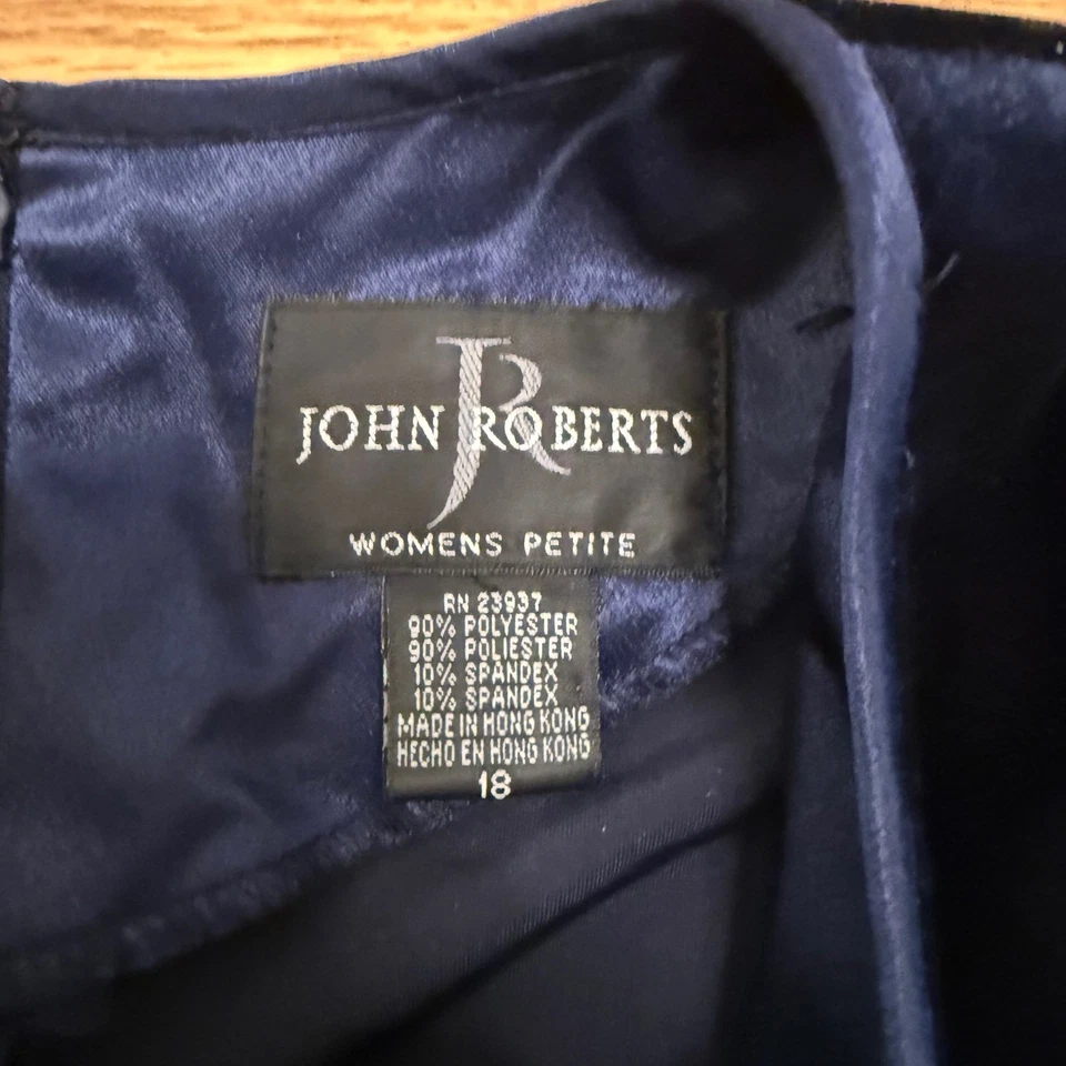 Vestido de noche vintage de terciopelo negro años 90 para mujer Petite Plus 18 John Roberts Foto 2 de 4