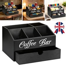 Coffee Bar Organizer for Countertop 2-Tier Wooden Coffee Station Accessories