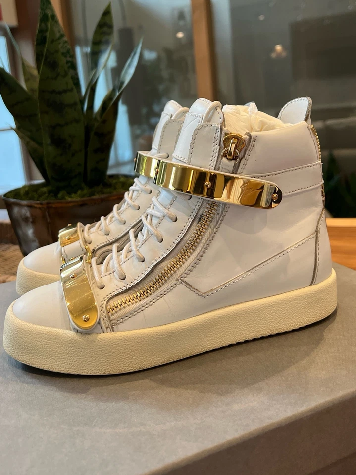 Giuseppe Zanotti Women‘s White Leather Coby High Top Sneakers Size 37 - Image 2 of 4