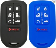 2Pcs 7buttons Key fob Cover Remote Control Keyless Jacket Holder Black Blue