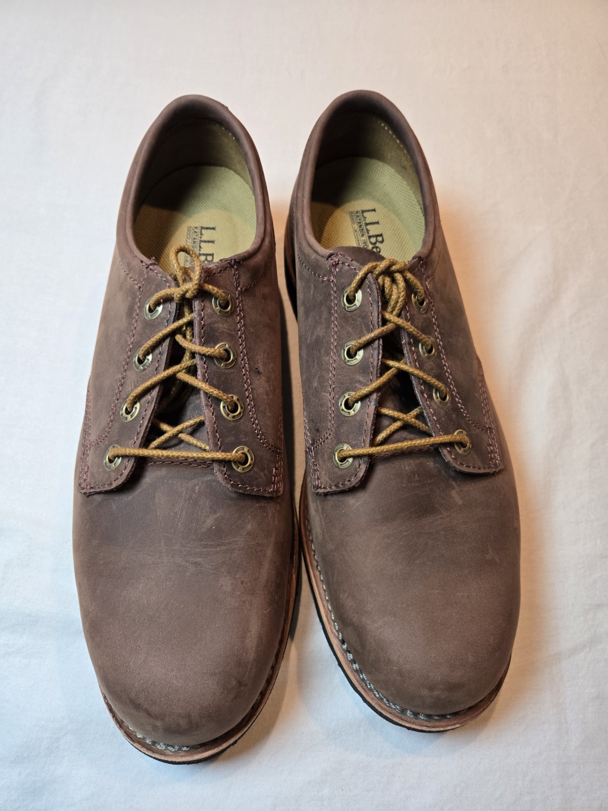 SAOLA L.L. Scarpe in pelle di fagiolo uomo Sixe 11 larghe marrone Katanoin Iron Works suola Vibram