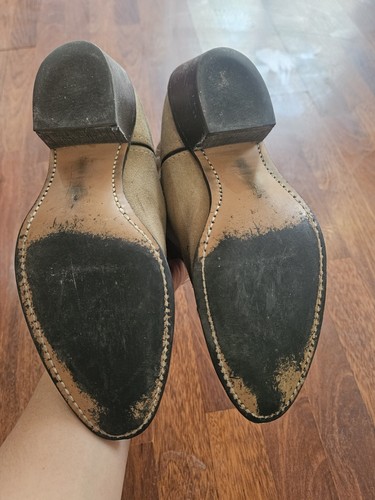 TEXAS Tan Suede Leather Cowboy Boots Women's Size 7.5 M Distressed - Picture 10 of 19