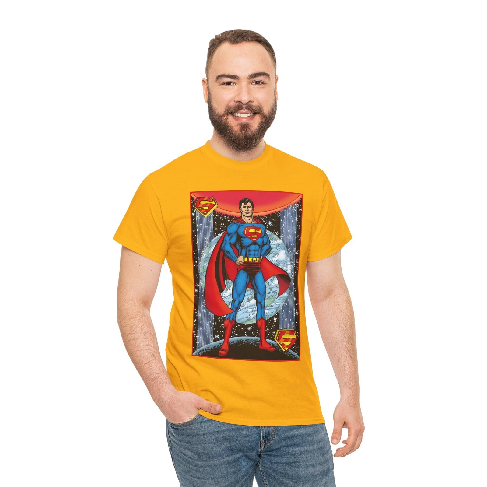 Superman T-Shirt - George Perez Justice League Postcard Art - DC Comics - 1980s